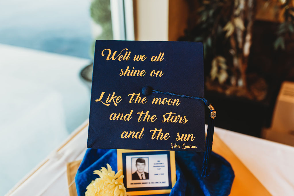 Well we all shine on
Like the moon and the stars and the sun....Jim Barbours (August 10, 1981-June 24, 1982) Graduation Cap - Created by Dorothy Fey; Cap provided by Nancy Jackson