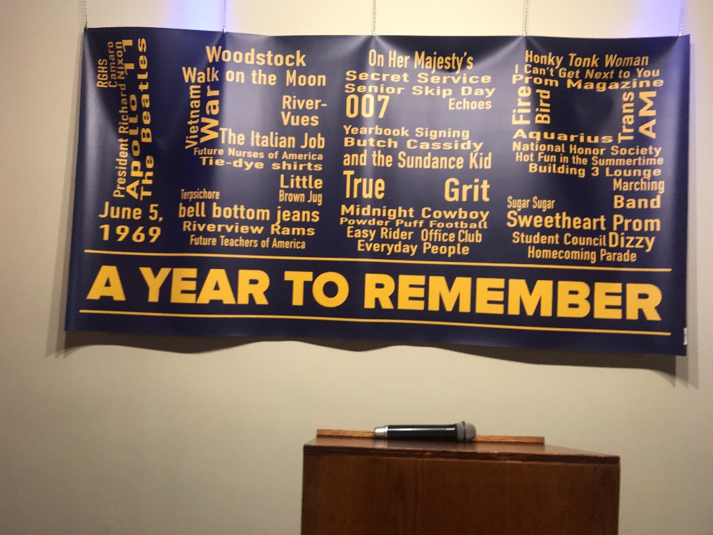 1969 A YEAR TO REMEMBER  Commemorative Banner - Designed and Created by Dorothy Fey