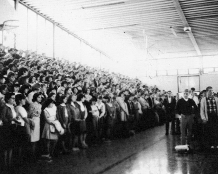 School Assembly in the Gym - 1966-67 School Year: ECHOES 1967