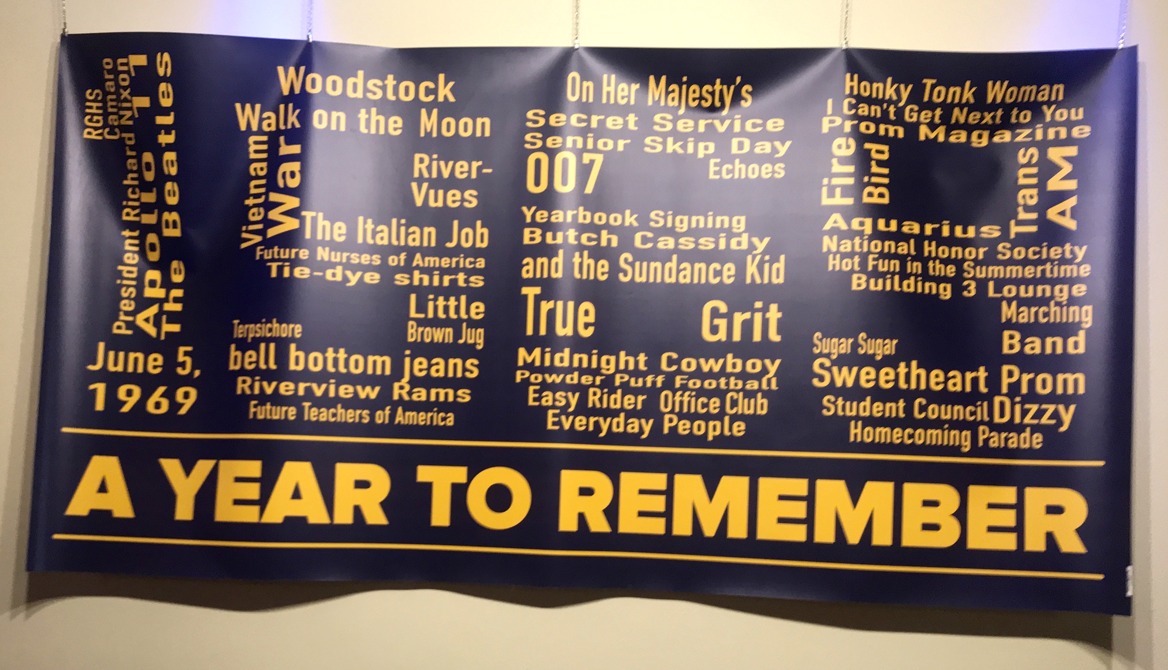 1969 A YEAR TO REMEMBER COMMEMORATIVE BANNER by Dorothy Fey