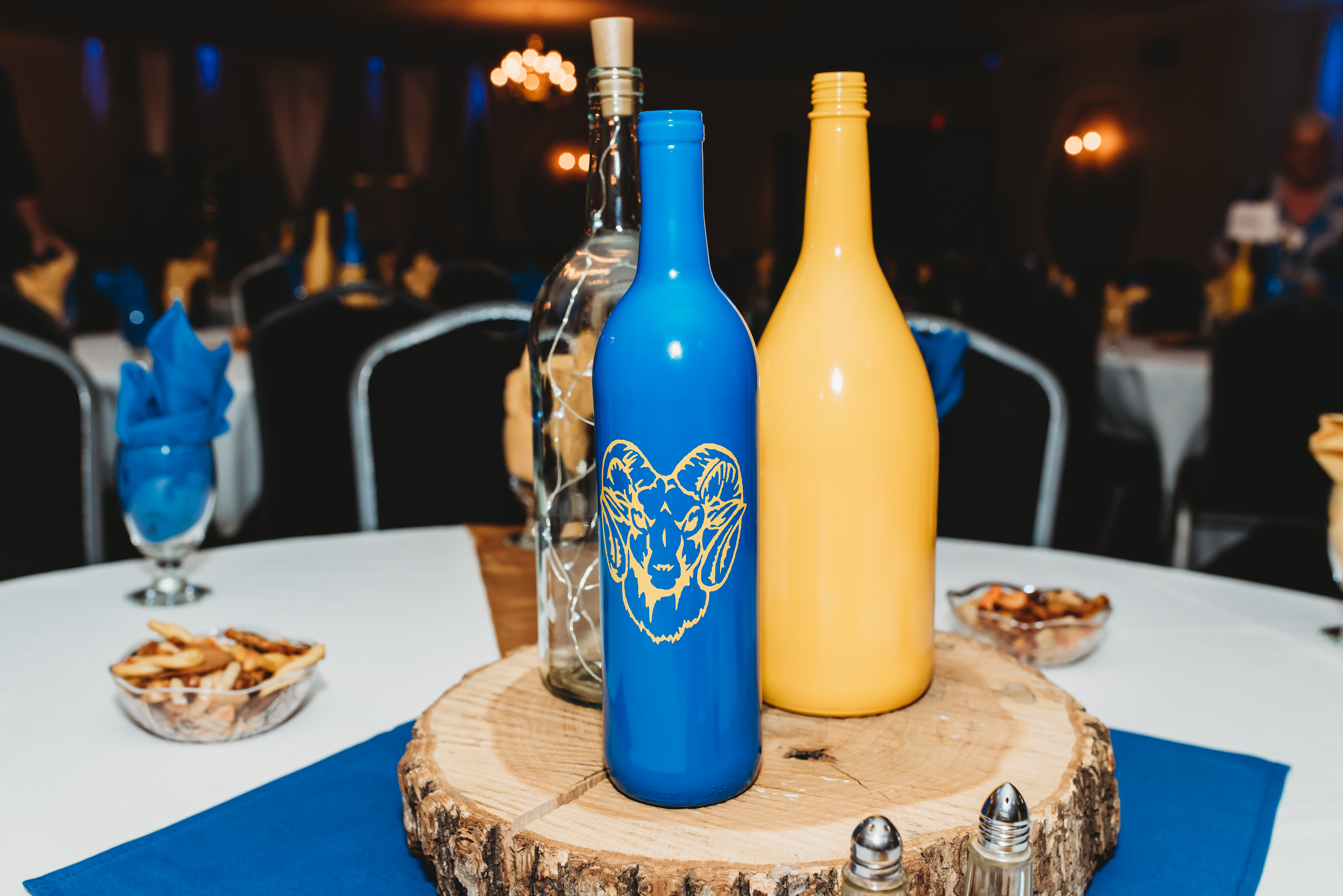 TABLE DECORATIONS: Custom Bottles by Dorothy Fey and John Banocy