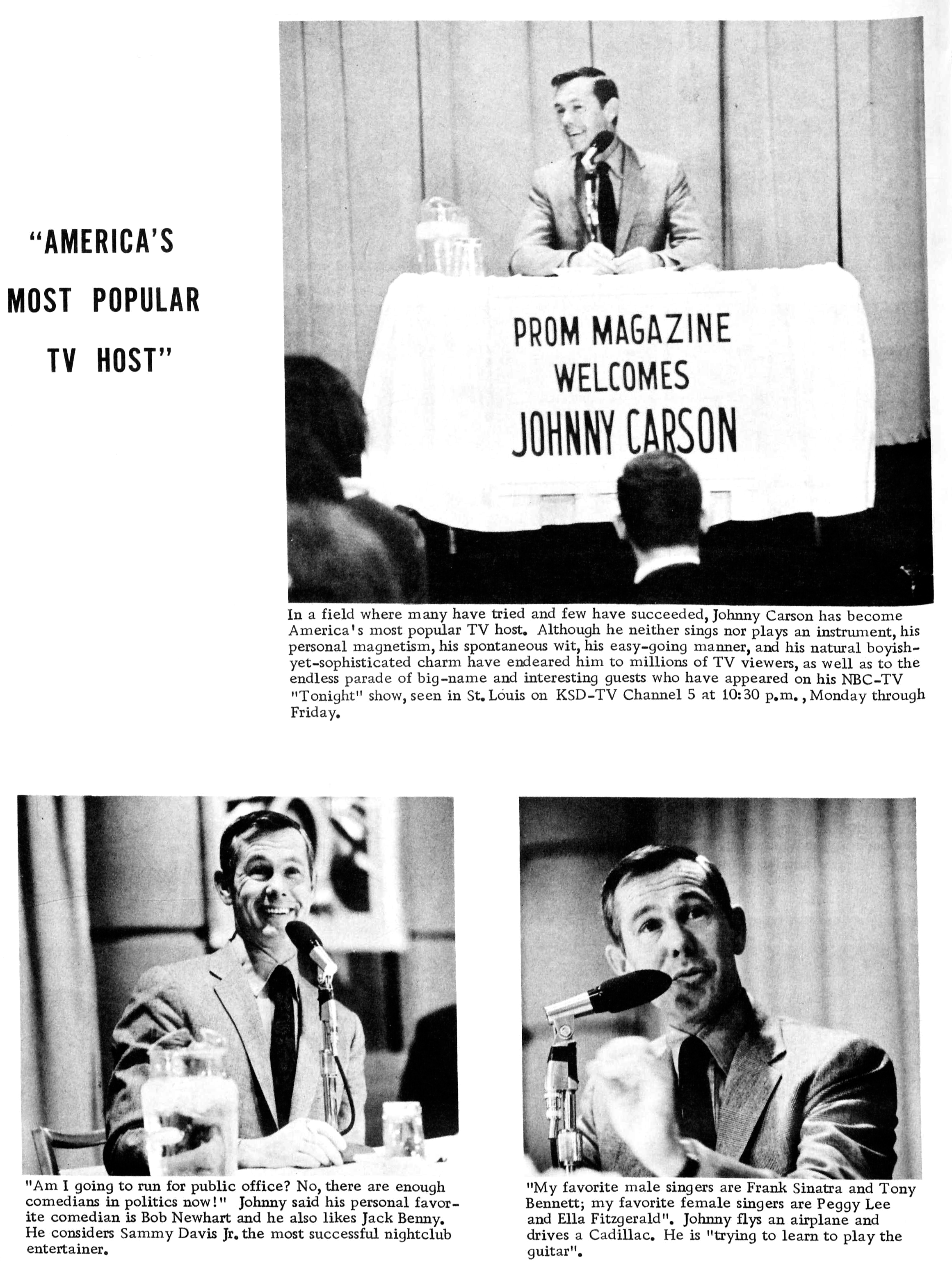 Johnny Carson Interview: PROM MAGAZINE APRIL 1967