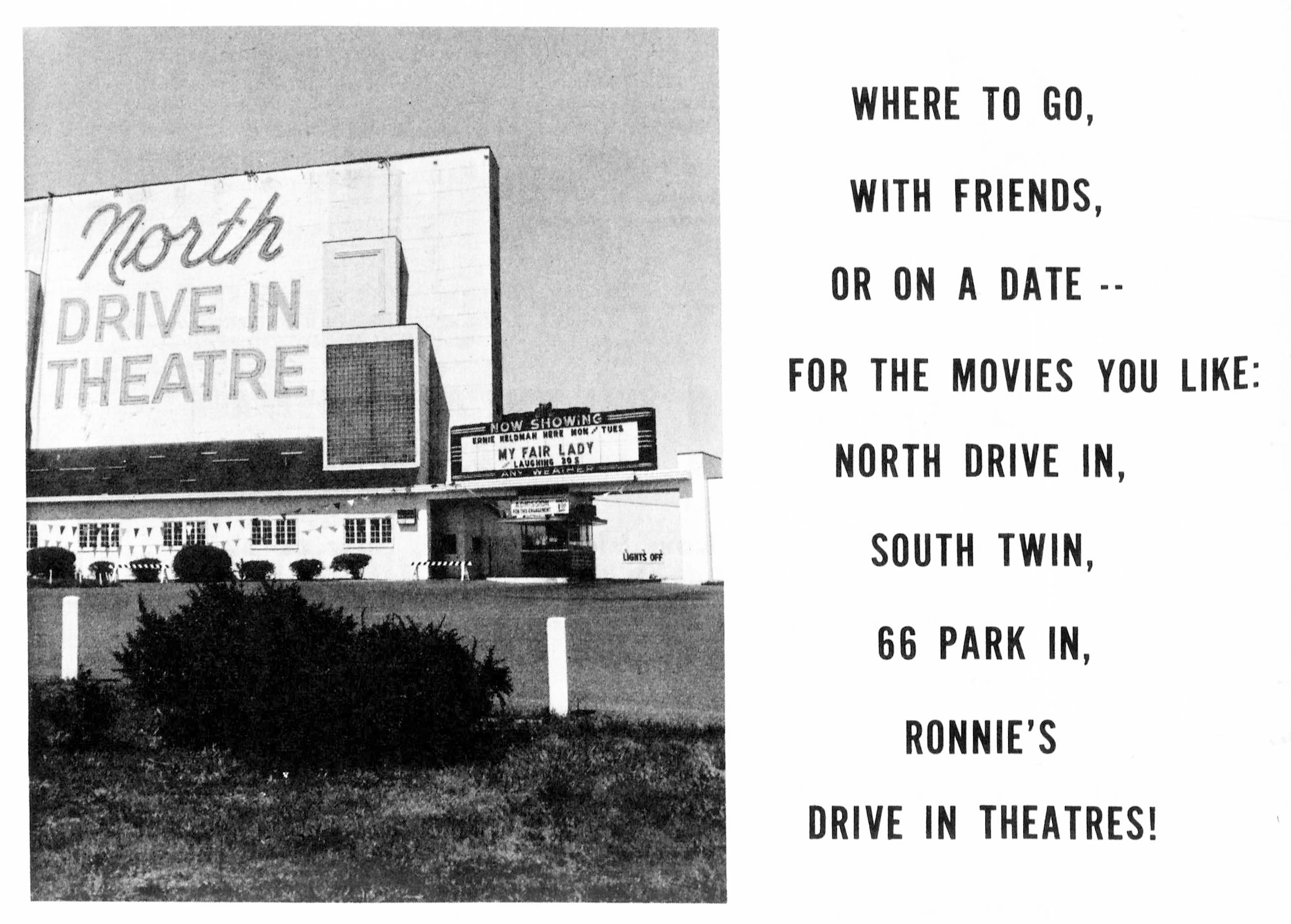 NORTH DRIVE IN THEATRE ad featured in PROM MAGAZINE JULY 1967