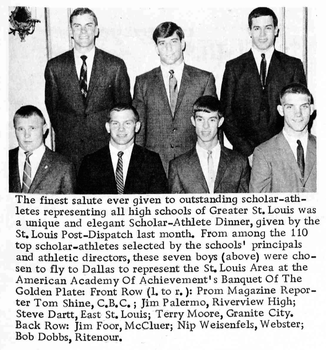 RGHS Senior Jim Palermo was one of seven of 110 St. Louis area scholar-athletes featured in PROM MAGAZINE JULY 1967. 