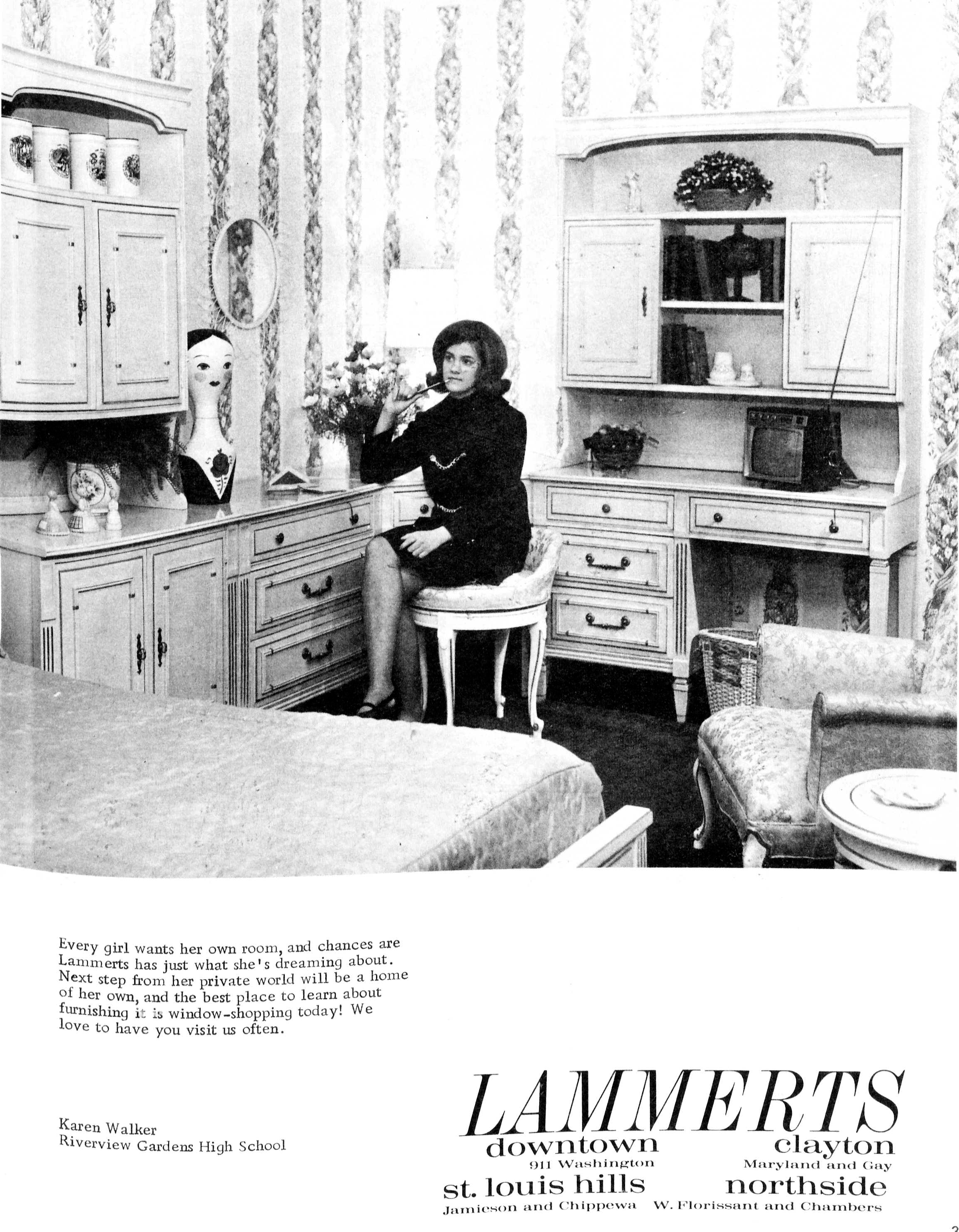 RGHS SENIOR Karen Walker is featured in a Lammerts ad in PROM MAGAZINE MARCH 1968. THE SOFT SELL!