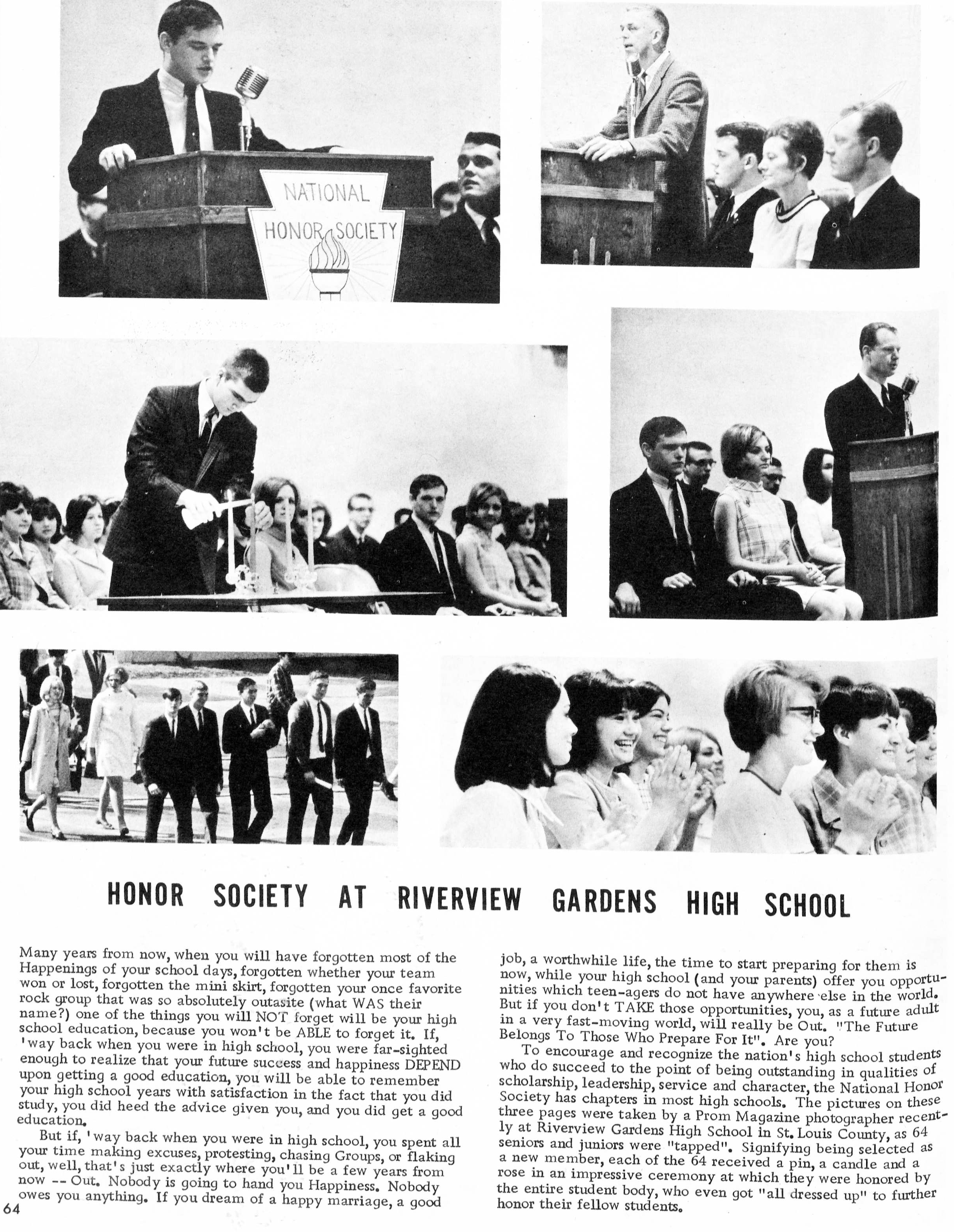 RGHS NATIONAL HONOR SOCIETY TAPPING CEREMONY featured in PROM MAGAZINE APRIL 1968 