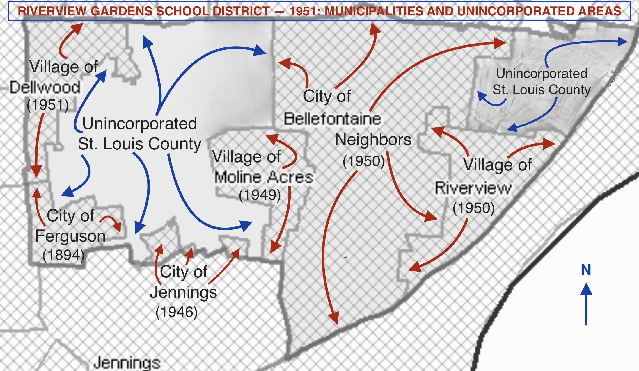 RIVERVIEW  GARDENS SCHOOL DISTRICT - 1951: MUNICIPALITIES AND UNINCORPORATED AREAS.