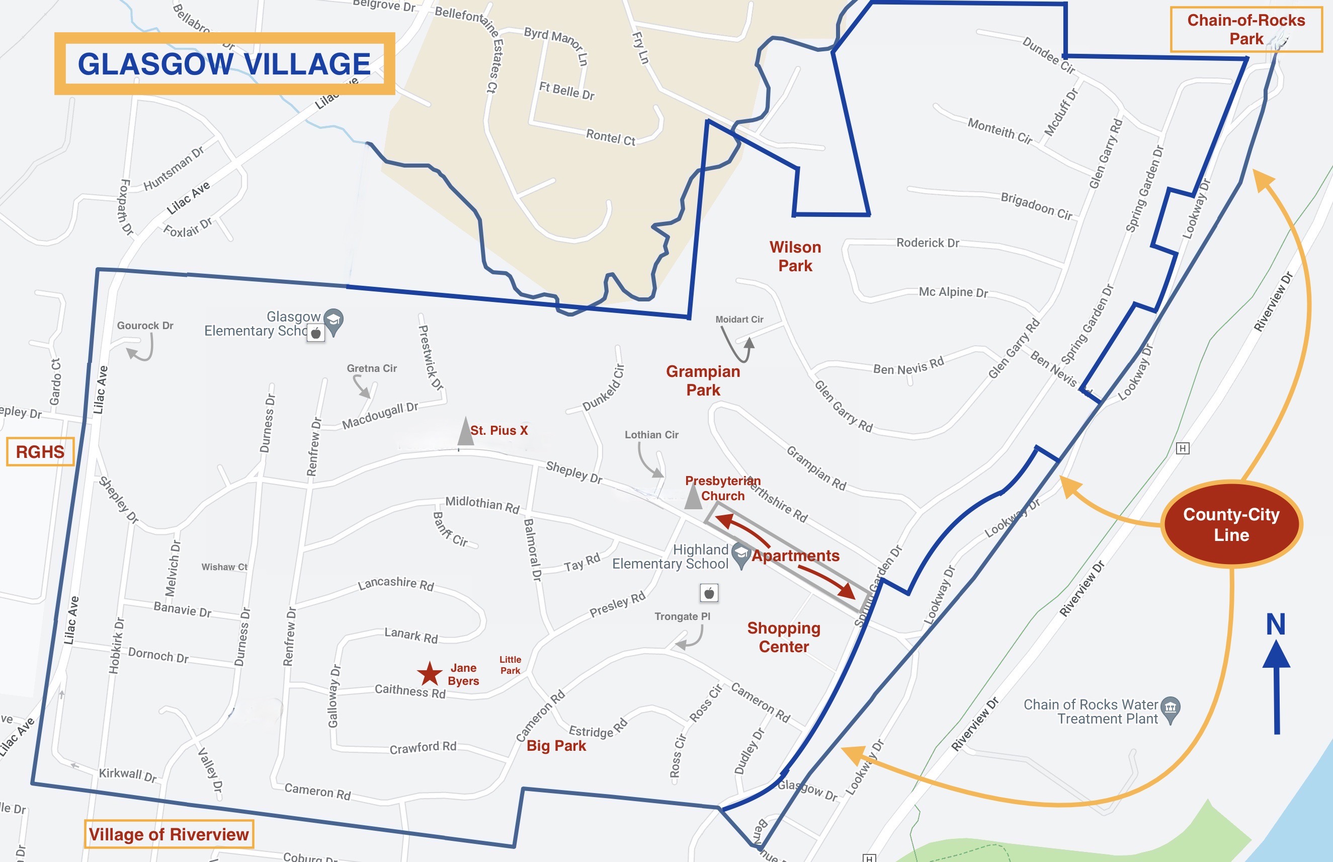Glasgow Village Subdivision Map