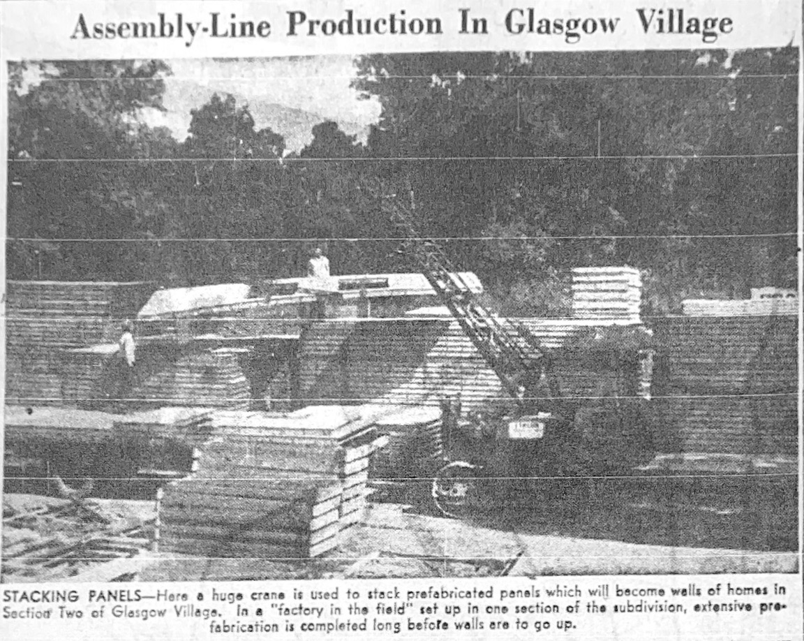 ASSEMBLY-LINE PRODUCTION IN GLASGOW VILLAGE. 