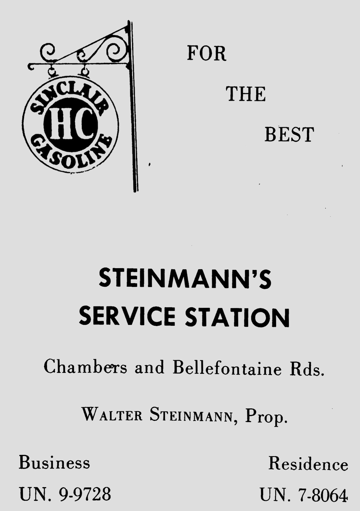 ECHOES 1957 AD FOR STEINMANN'S SERVICE STATION. When the Class of 1969 was at RGHS, Mike Hunter's uncle owned the station and called it Hunter Sinclair. ECHOES 1957 