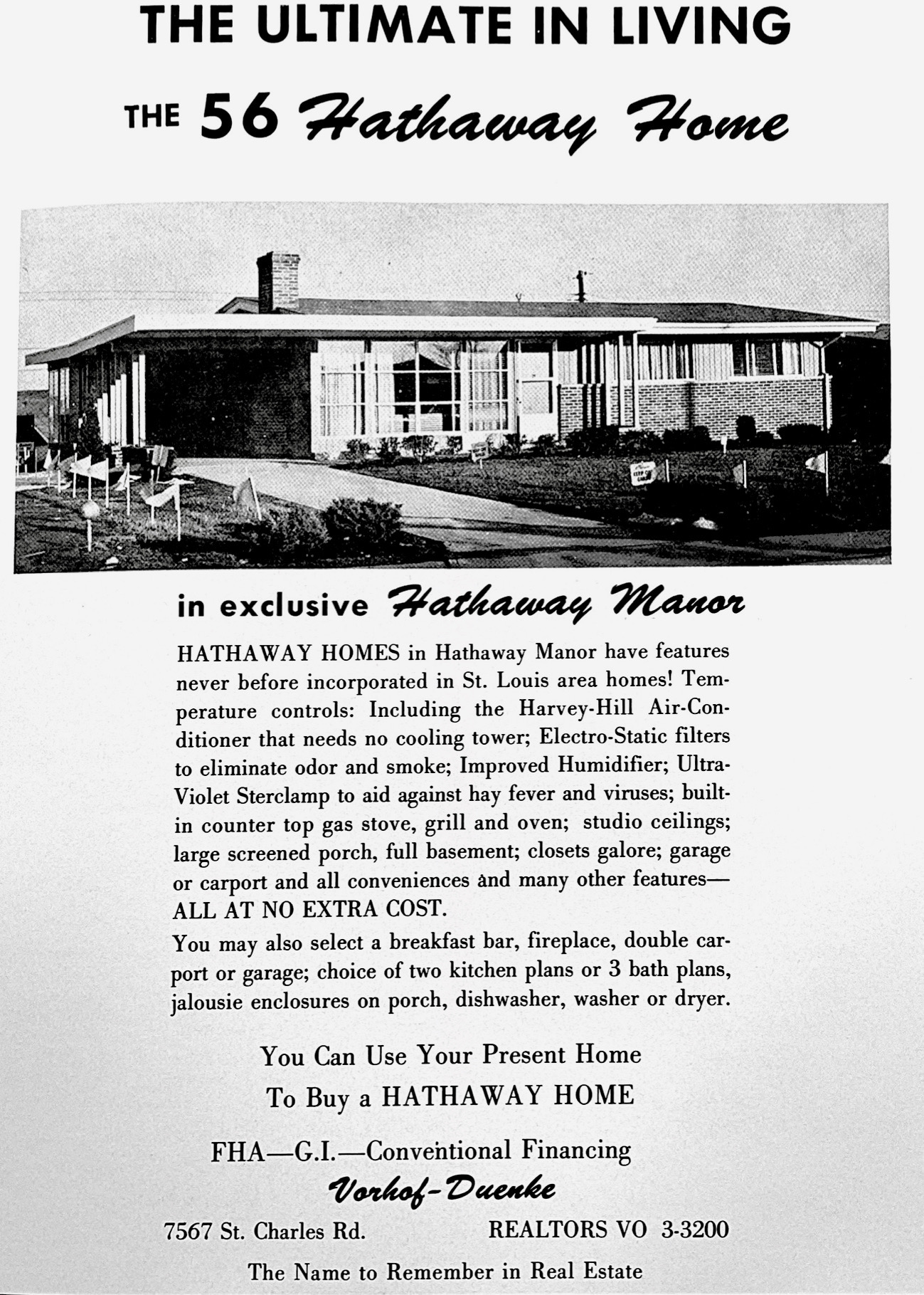 THE 56 HATHAWAY HOME. The ad appeared in ECHOES 1956. 