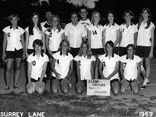 ELAINE STEVENS BEAUTY COLLEGE SOFTBALL TEAM - SUMMER 1969. Old Friends going the distance one more time! DEB HANSON COLLECTION.