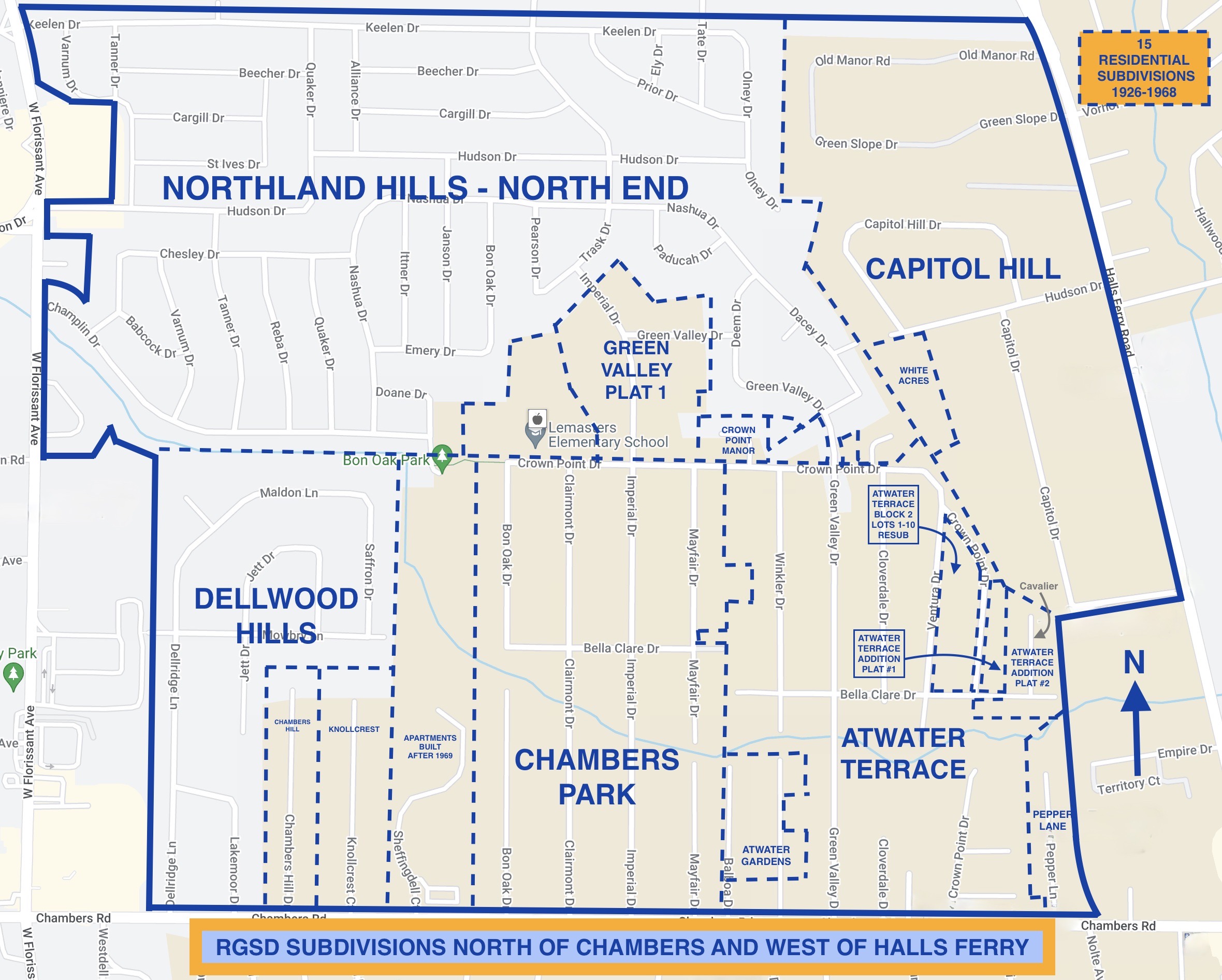 RIVERVIEW GARDENS SCHOOL DISTRICT: SUBDIVISIONS NORTH OF CHAMBERS AND WEST OF HALLS FERRY