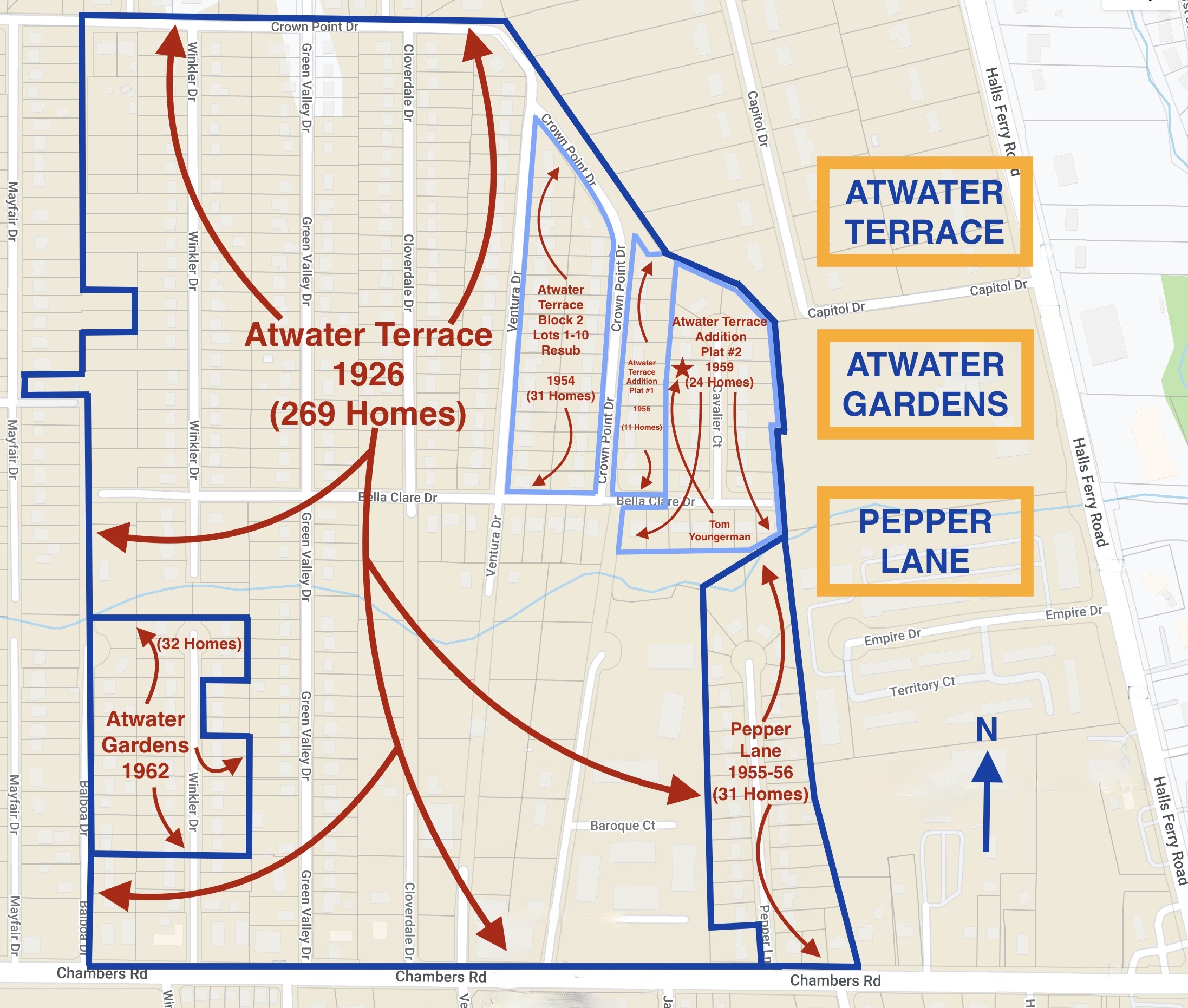 ATWATER TERRACE SUBDIVISIONS MAP