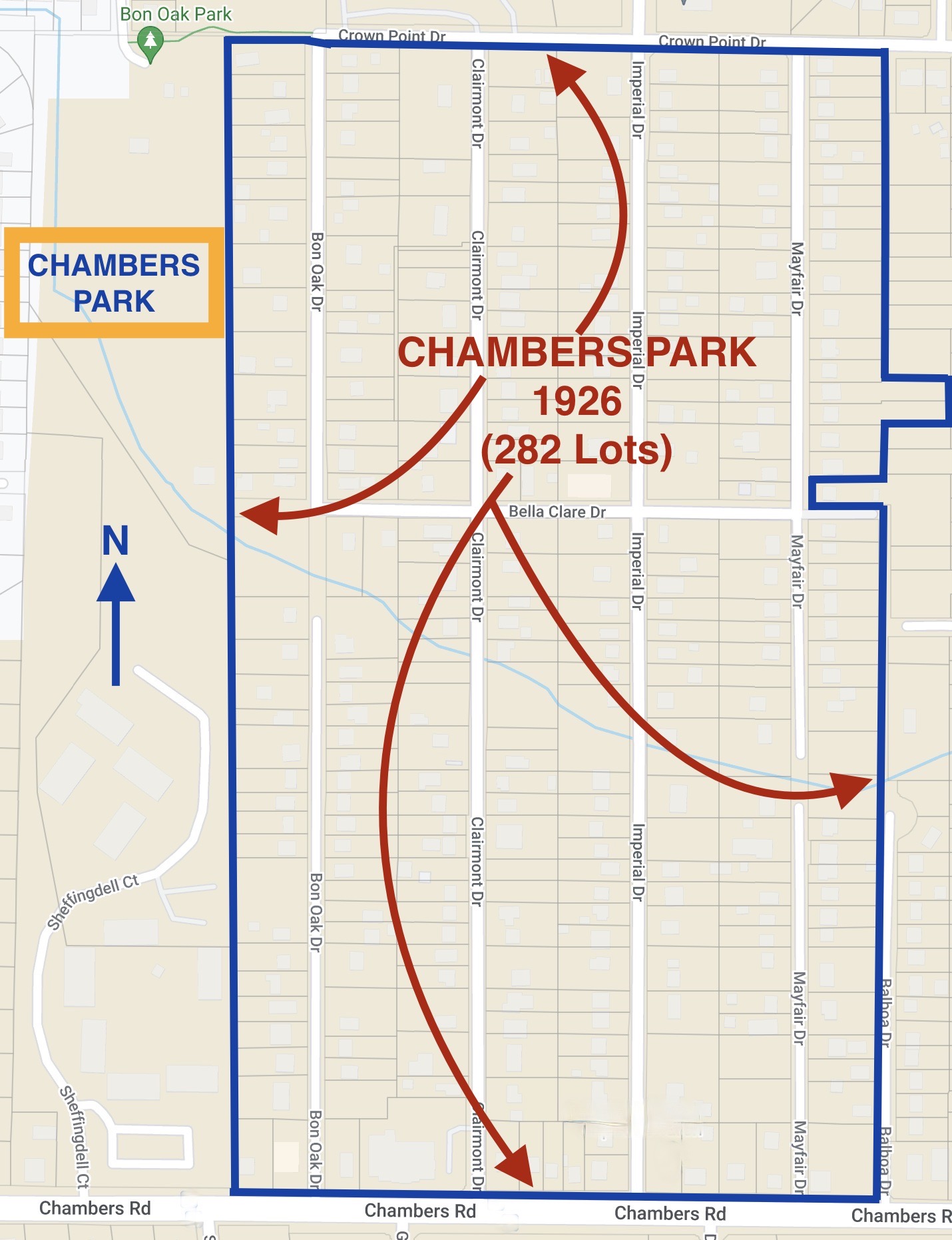 CHAMBERS PARK SUBDIVISION MAP
