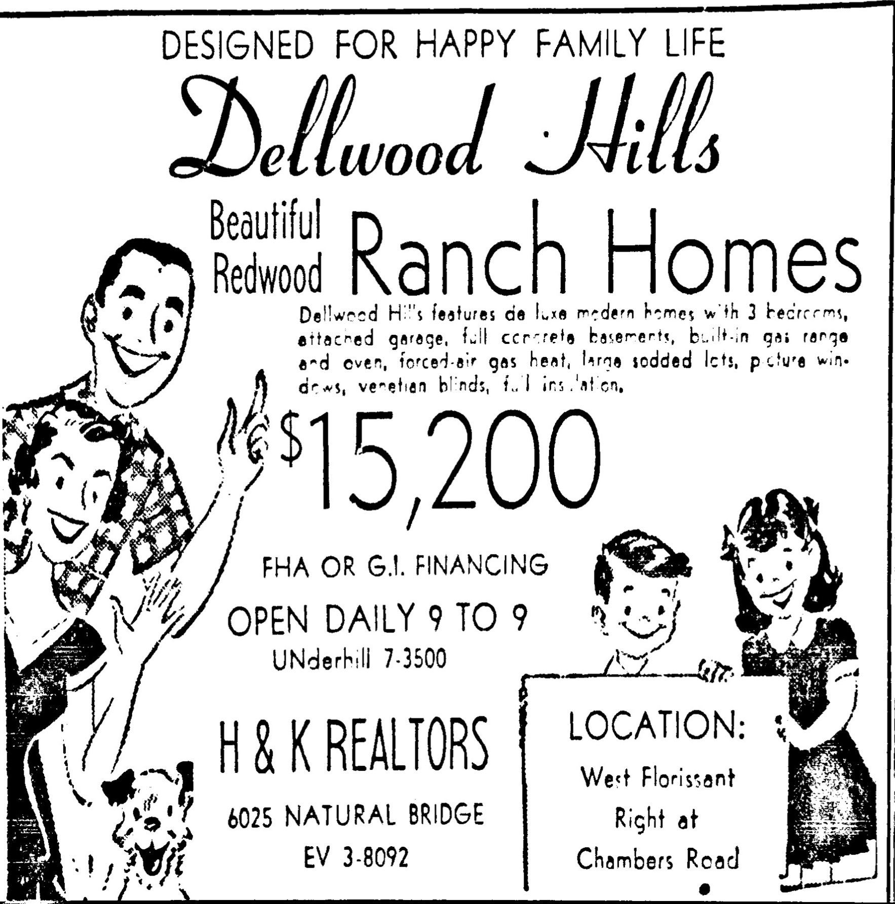 Dellwood Hills promotional ad. St. Louis Post-Dispatch, May 1, 1955. 