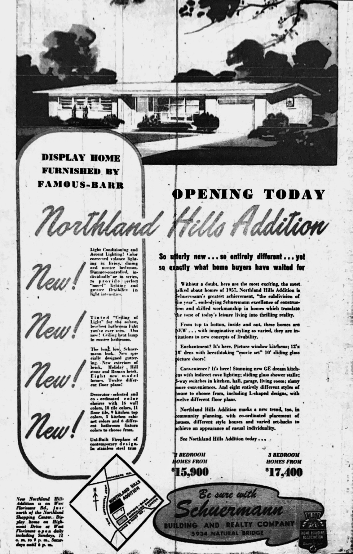 Northland Hills Addition promotional ad. St. Louis Globe-Democrat, May 5, 1957. 