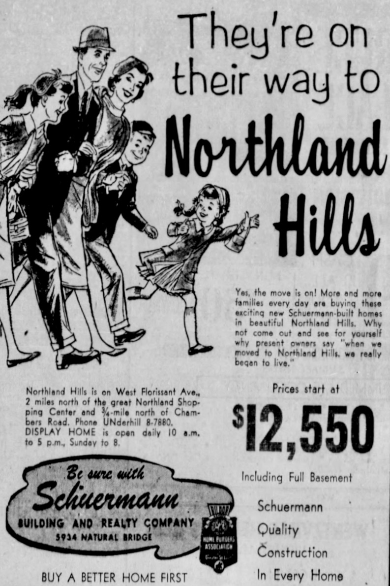 Northland Hills promotional ad. St. Louis Post-Dispatch, March 6, 1960. 