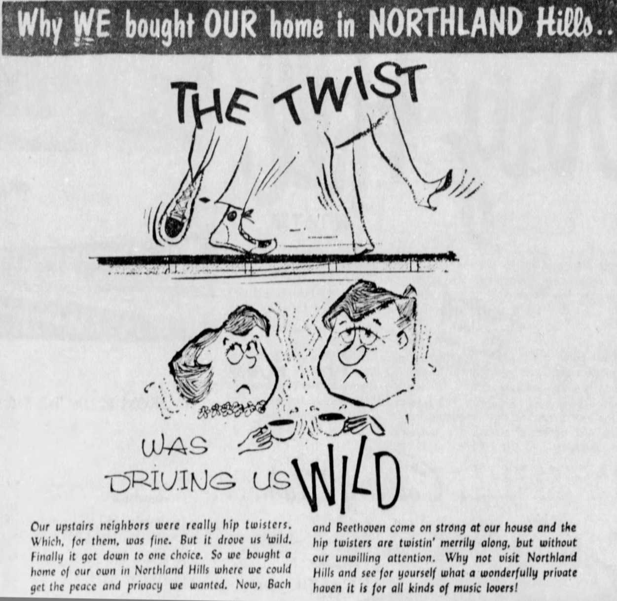 Northland Hills promotional ad by Vatterott. St. Louis Post-Dispatch, October 14, 1962. 