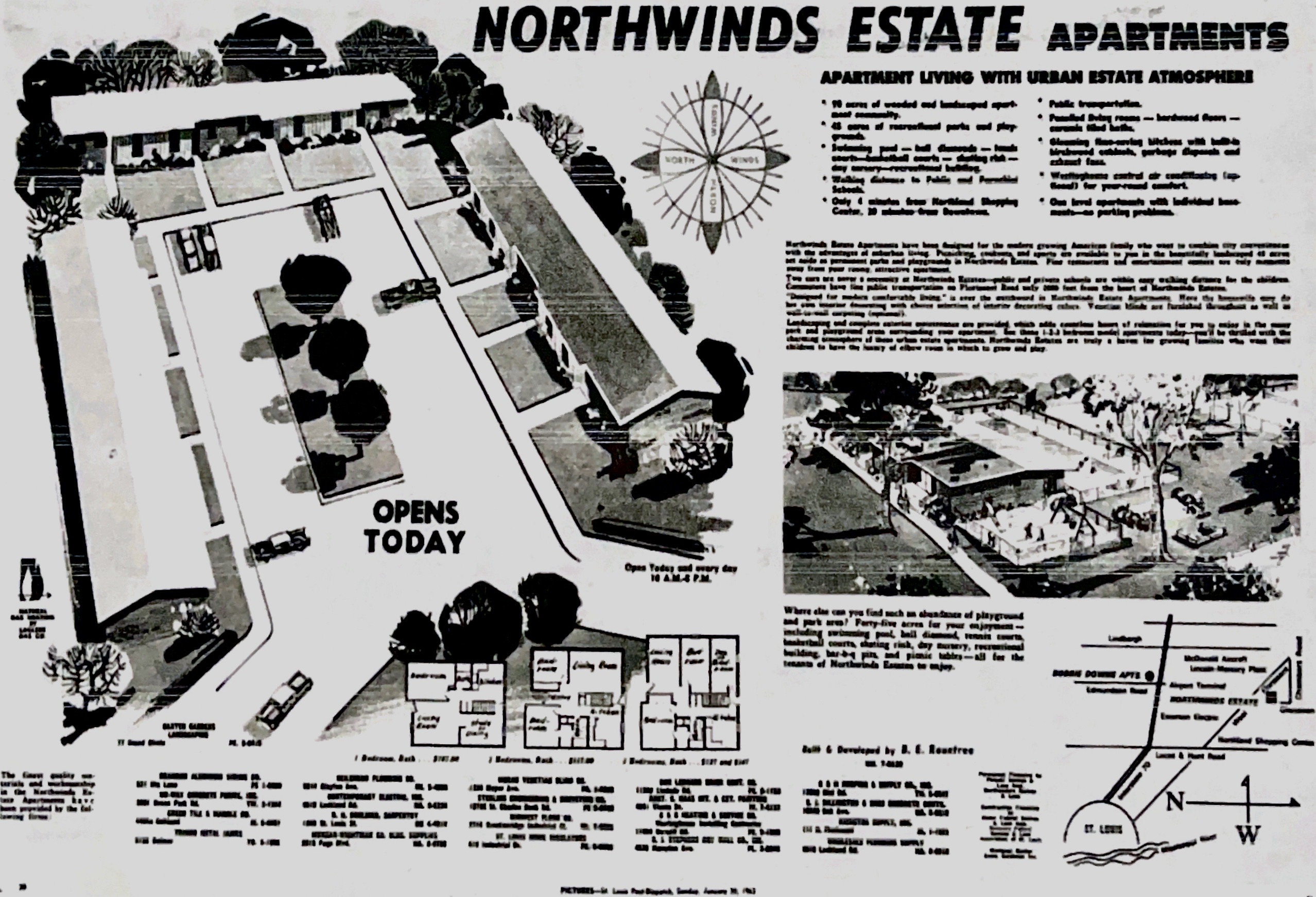 NORTHWINDS ESTATES promotional ad. St. Louis Post-Dispatch, January 20, 1963. 