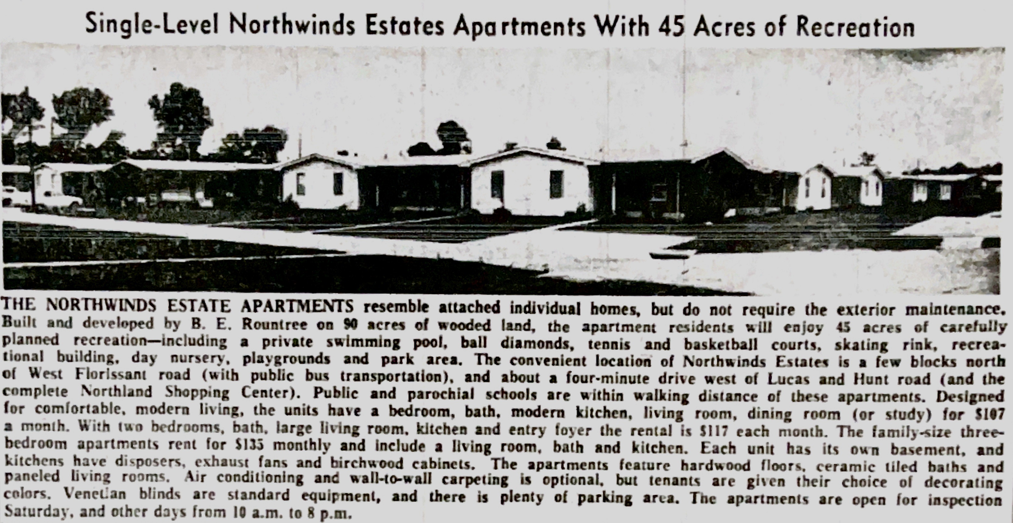 NORTHWINDS ESTATES promotional ad. St. Louis Post-Dispatch, January 26, 1963. 