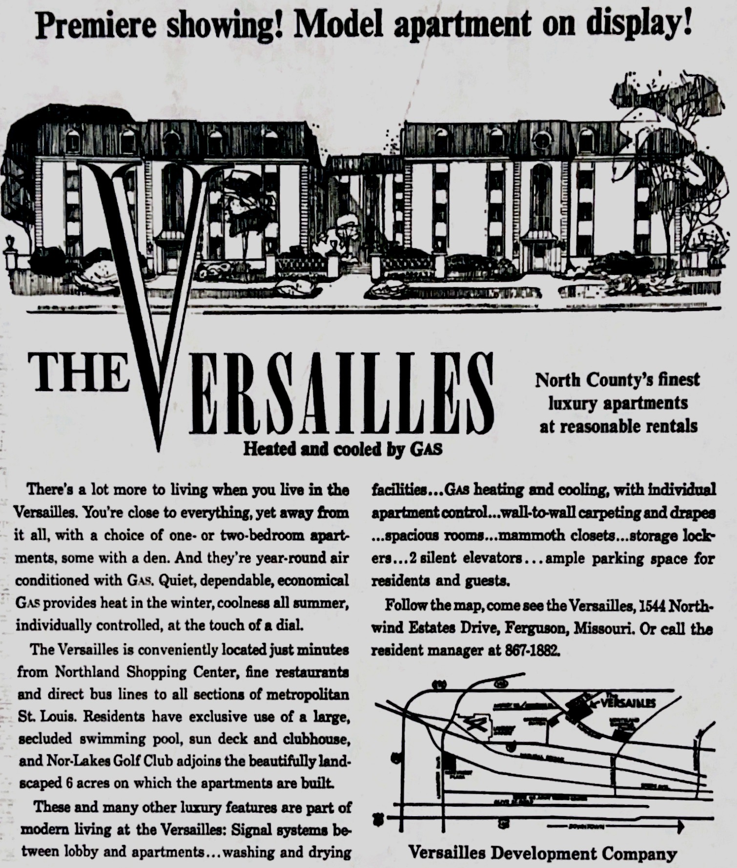 THE VERSAILLES promotional ad. St. Louis Post-Dispatch, August 11, 1968. 