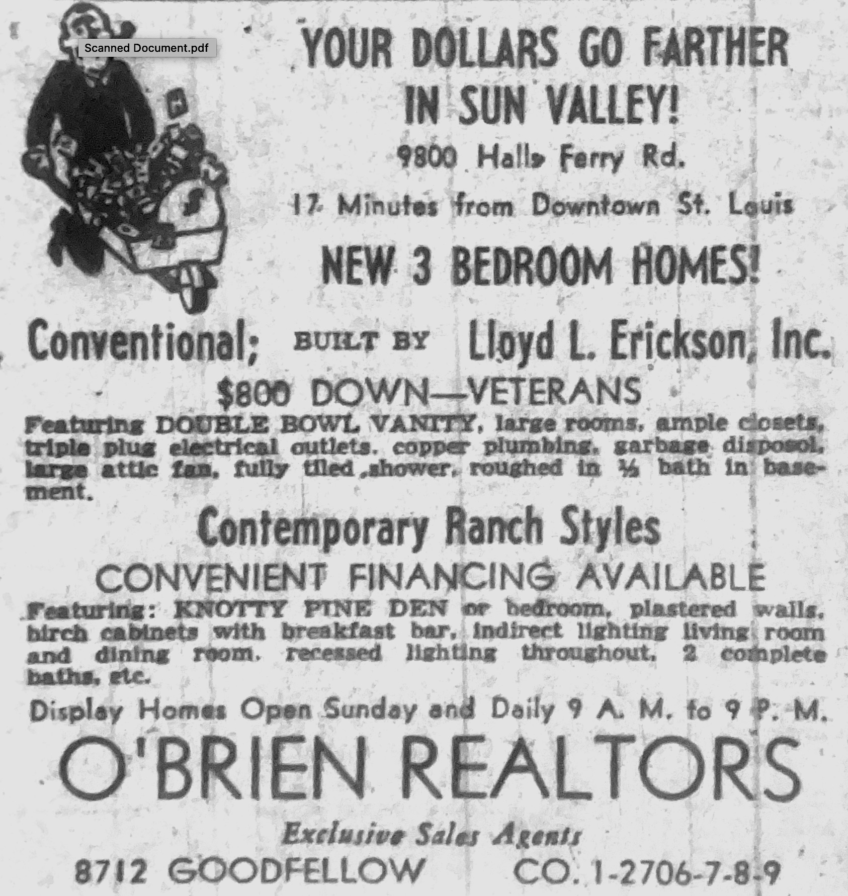 Sun Valley  promotional ad. St. Louis-Post Dispatch, July 4, 1955. 