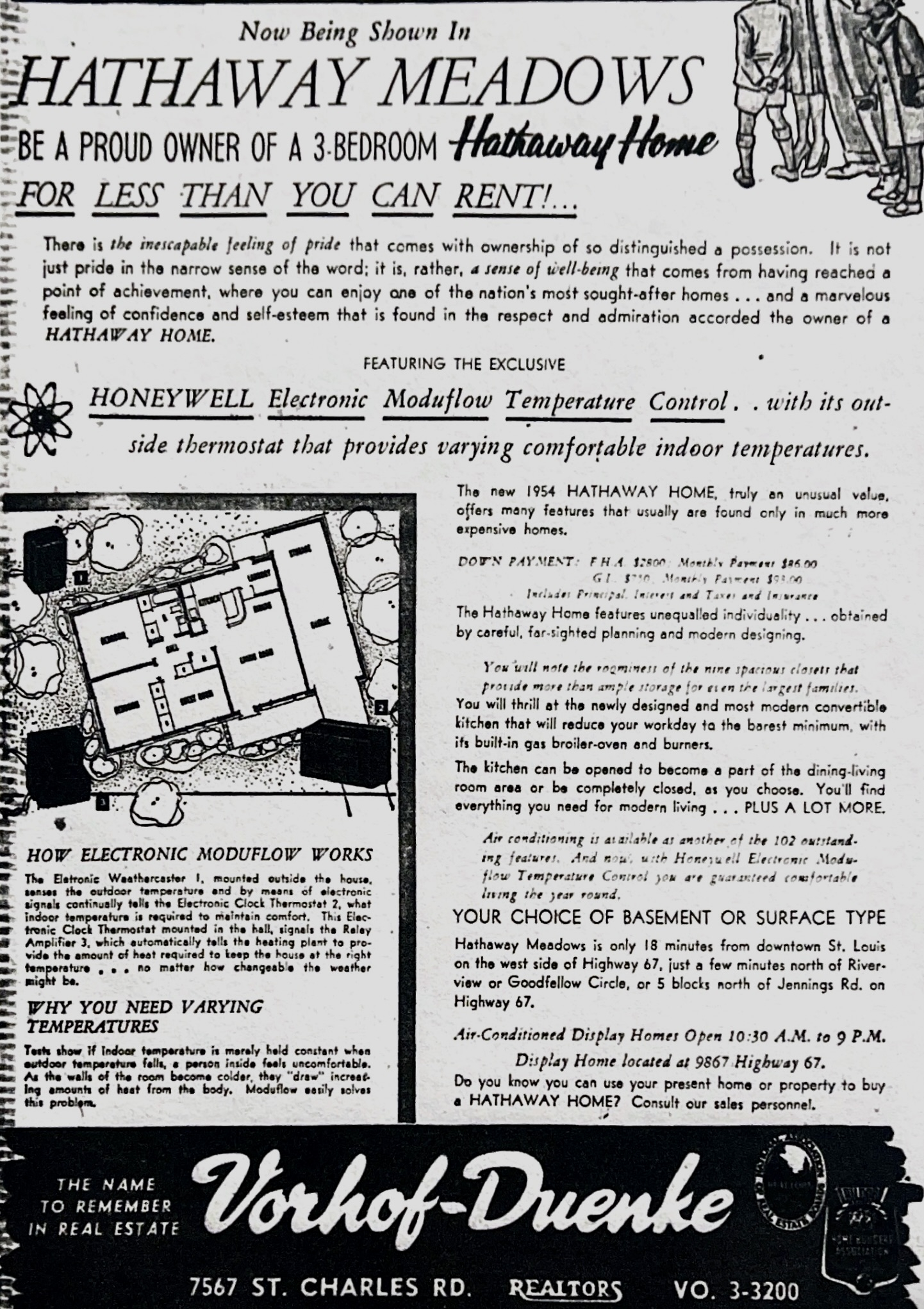 Hathaway Meadows Promotional Ad. St.Louis Globe-Democrat, August 15, 1954.