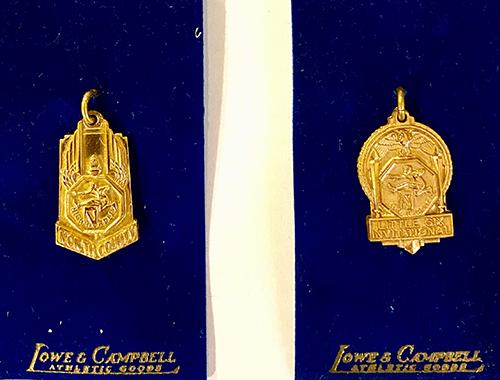 Two of Russell's Track Medals. PHOTO TAKEN BY PAUL DOHRMANN - AUGUST 2021 
