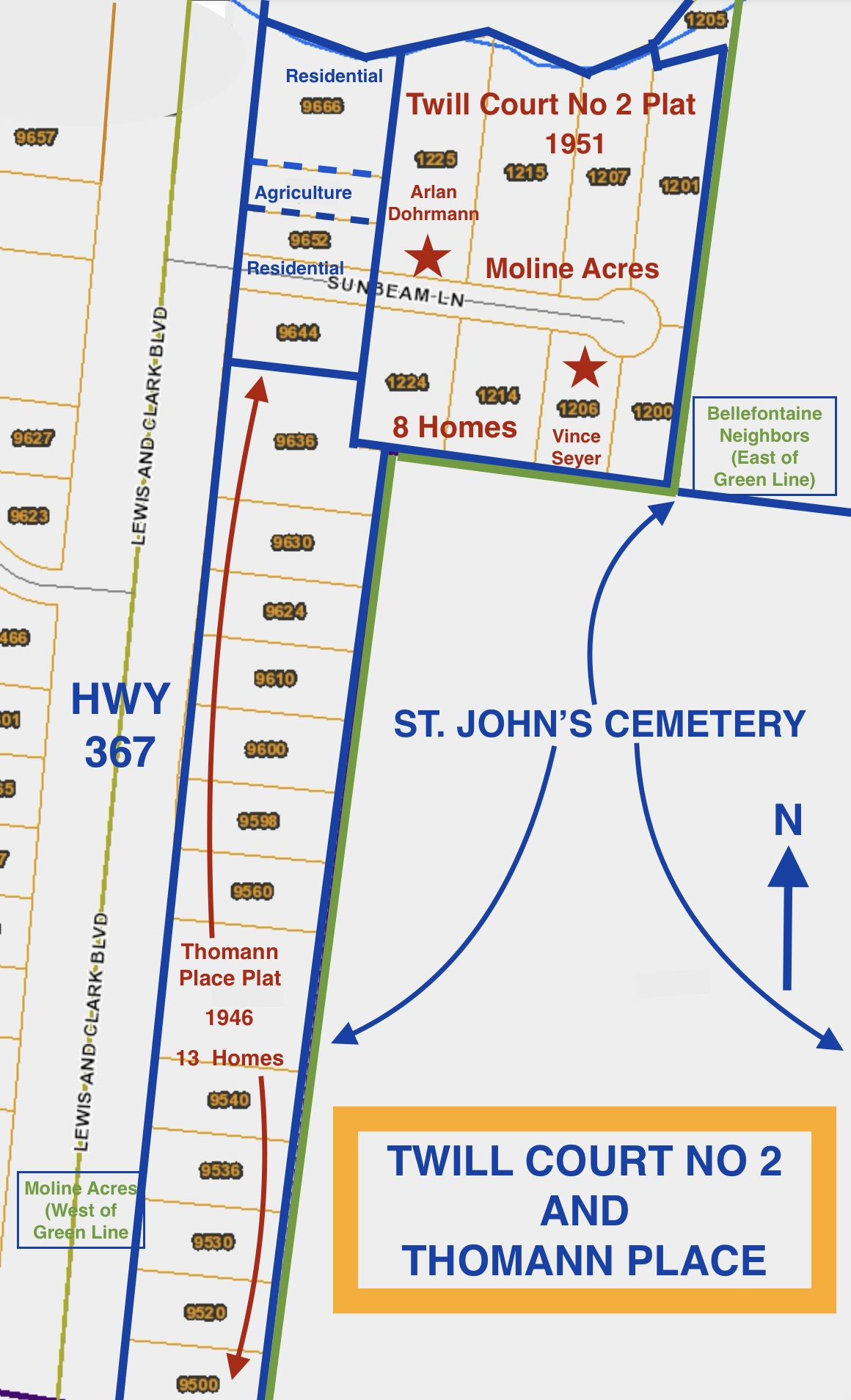 RIVERVIEW GARDENS SCHOOL DISTRICT: TWILL COURT NO. 2 AND THOMANN PLACE SUBDIVISION MAP