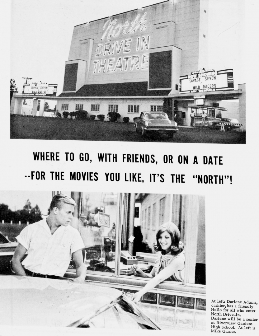 That's our Classmate Darlene Adams, cashier at the North Drive-In during the summer of 1968!